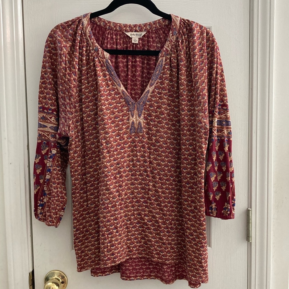 Lucky Brand 3/4” length sleeve cotton shirt.